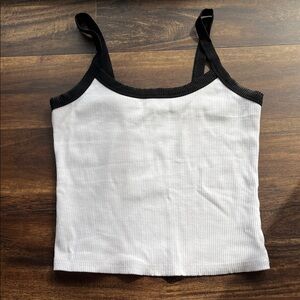 Black and White Ribbed Women's Tank Top